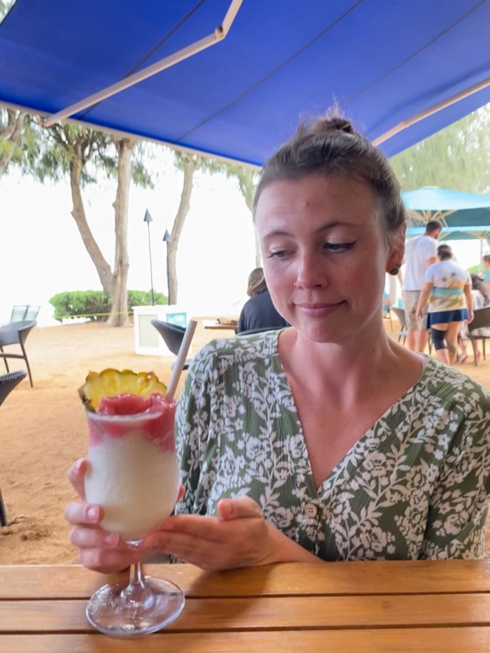 Green & White Floral Button Romper